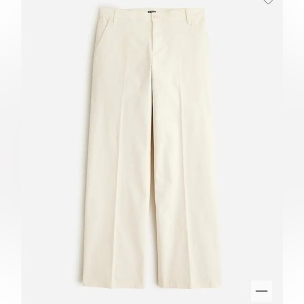 J Crew Chino Pants Wide Leg Khaki White Satin Size 25 0